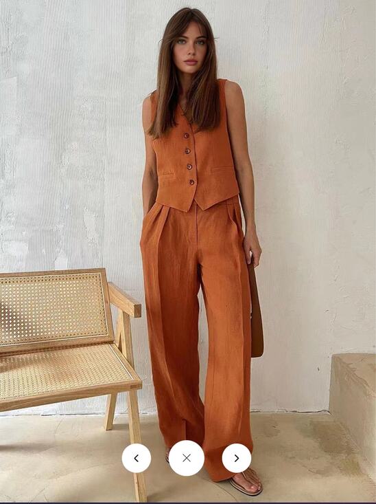 Commense Pants - NWT Commense Cotton & Linen Pants Set Sz M